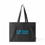 Bolsa oversize de algodón reciclado con fuelle y asas largas 220g/m² color negro vista principal