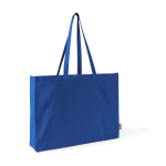Bolsa oversize de algodón reciclado con fuelle y asas largas 220g/m² color azul primera vista