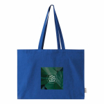 Bolsa oversize de algodón reciclado con fuelle y asas largas 220g/m² color azul tercera vista