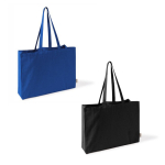 Bolsa oversize de algodón reciclado con fuelle y asas largas 220g/m² color azul quinta vista