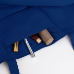 Bolsa oversize de algodón reciclado con fuelle y asas largas 220g/m² color azul sexta vista