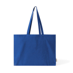 Bolsa oversize de algodón reciclado con fuelle y asas largas 220g/m² color azul