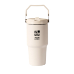 Botella térmica antigoteo de acero inoxidable reciclado 600ml color beige vista principal