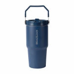 Botella térmica antigoteo de acero inoxidable reciclado 600ml color azul marino cuarta vista