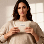 Neceser de algodón con etiqueta a juego para marcaje 310g/m² color blanco cuarta vista