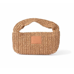 Bolso pequeño de papel y poliéster con etiqueta para marcaje color marrón