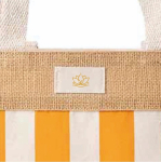 Bolsa en algodón reciclado y yute con diseño cuadriculado 220g/m² color naranja tercera vista