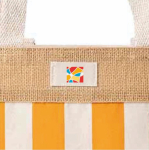 Bolsa en algodón reciclado y yute con diseño cuadriculado 220g/m² color naranja cuarta vista