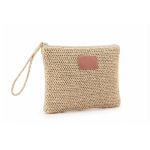 Bolso neceser de papel y poliéster con etiqueta para marcaje color natural segunda vista