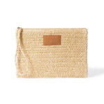 Bolso neceser de papel y poliéster con etiqueta para marcaje color natural