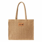 Bolsa de papel y poliéster con asas largas y etiqueta para marcaje color marrón segunda vista