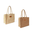 Bolsa de papel y poliéster con asas largas y etiqueta para marcaje color marrón tercera vista