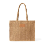 Bolsa de papel y poliéster con asas largas y etiqueta para marcaje color marrón