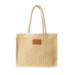 Bolsa de papel y poliéster con asas largas y etiqueta para marcaje color natural