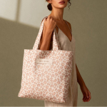 Bolsa de algodón reciclado con diseño de animal print 200g/m² color rosa sexta vista