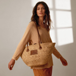 Carpazo mediano de asas largas de papel para personalizar color marrón vista detalle