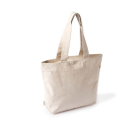 Bolsa de algodón reciclado con cremallera y asas largas 280g/m² color natural primera vista