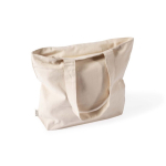 Bolsa de algodón reciclado con cremallera y asas largas 280g/m² color natural segunda vista