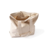 Bolsa de algodón reciclado con cremallera y asas largas 280g/m² color natural tercera vista