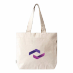 Bolsa de algodón reciclado con cremallera y asas largas 280g/m² color natural quinta vista