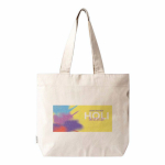 Bolsa de algodón reciclado con cremallera y asas largas 280g/m² color natural sexta vista