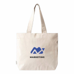 Bolsa de algodón reciclado con cremallera y asas largas 280g/m² color natural vista detalle
