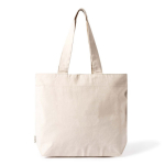 Bolsa de algodón reciclado con cremallera y asas largas 280g/m² color natural