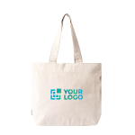 Bolsa de algodón reciclado con cremallera y asas largas 280g/m² color natural vista principal