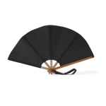 Abanico plegable de bambú y poliéster para eventos 23cm color negro