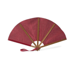 Abanico plegable de bambú y poliéster para eventos 23cm color rojo primera vista