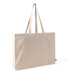 Bolsa de algodón fairtrade con fuelle y asas largas 220g/m² color natural primera vista