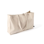 Bolsa de algodón fairtrade con fuelle y asas largas 220g/m² color natural segunda vista
