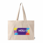 Bolsa de algodón fairtrade con fuelle y asas largas 220g/m² color natural sexta vista