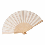 Abanico de madera y poliéster con la tela y cordón a color color natural cuarta vista