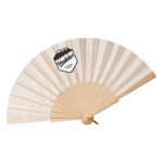 Abanico de madera y poliéster con la tela y cordón a color color natural sexta vista