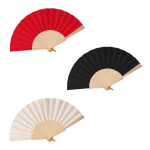 Abanico de madera y poliéster con la tela y cordón a color color natural vista detalle