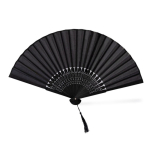Abanico de bambú y poliéster para personalizar con varillas de 21cm color negro primera vista
