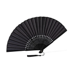 Abanico de bambú y poliéster para personalizar con varillas de 21cm color negro segunda vista