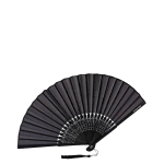 Abanico de bambú y poliéster para personalizar con varillas de 21cm color negro vista principal