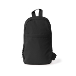 Bolsa bandolera de poliéster de un compartimento y bolsillo frontal color negro