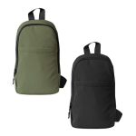 Bolsa bandolera de poliéster de un compartimento y bolsillo frontal color verde tercera vista