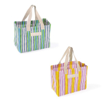 Bolsa de polipropileno de diseño a rayas con acabado mate 200g/m² color rosa cuarta vista