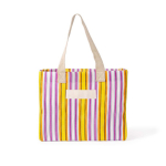 Bolsa de polipropileno de diseño a rayas con acabado mate 200g/m² color rosa