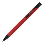 Bolígrafo de aluminio reciclado con clip negro y tinta azul color rojo