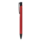 Bolígrafo de aluminio reciclado con clip negro y tinta azul color rojo tercera vista