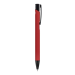 Bolígrafo de aluminio reciclado con clip negro y tinta azul color rojo quinta vista