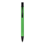 Bolígrafo de aluminio reciclado con clip negro y tinta azul color verde segunda vista