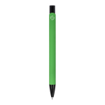 Bolígrafo de aluminio reciclado con clip negro y tinta azul color verde cuarta vista