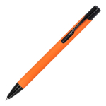 Bolígrafo de aluminio reciclado con clip negro y tinta azul color naranja