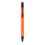 Bolígrafo de aluminio reciclado con clip negro y tinta azul color naranja segunda vista
